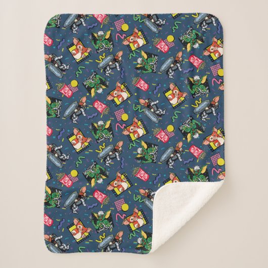 Gremlins™ 80er Retrowave-Muster Sherpadecke (Vorderseite)