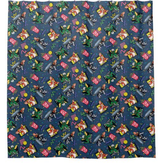 Gremlins™ 80's Retrowave Pattern Duschvorhang (Vorderseite)