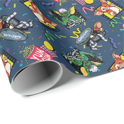 Gremlins™ 80's Retrowave Pattern Geschenkpapier (Rolleneckpunkt)