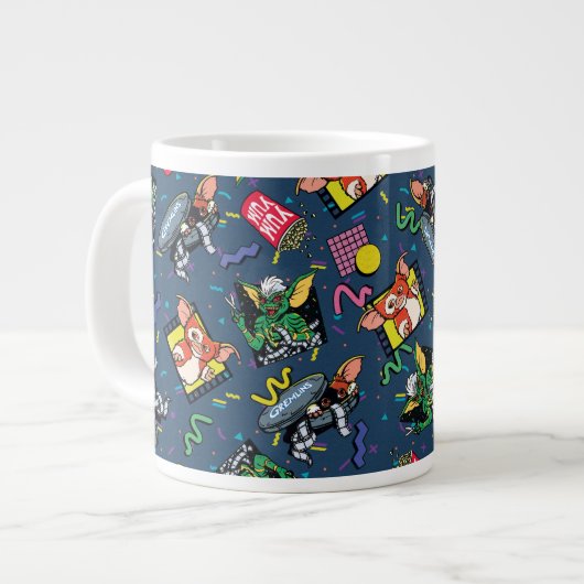 Gremlins™ 80's Retrowave Pattern Jumbo-Tasse (Vorderseite Links)