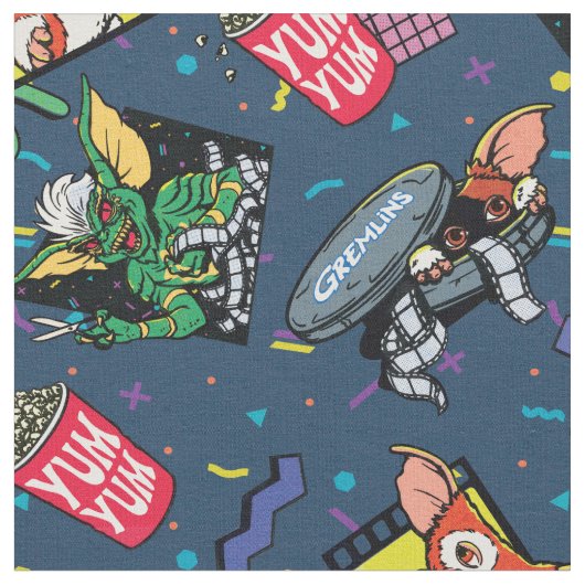Gremlins™ 80's Retrowave Pattern Stoff (Nahaufnahme)