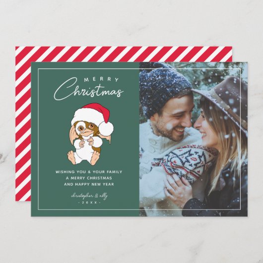 Gremlins | Gizmo Weihnachtsfeiertag Foto Einladung (Vorne/Hinten)