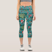 Gremlins | Niedliches Comic Weihnachtsmuster Capri Leggings (Vorderseite)