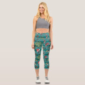Gremlins | Niedliches Comic Weihnachtsmuster Capri Leggings (Vorderseite)