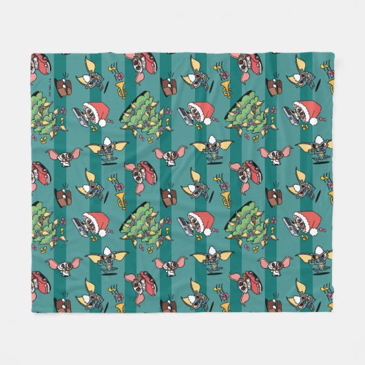 Gremlins | Niedliches Comic Weihnachtsmuster Fleecedecke (Vorderseite (Horizontal))