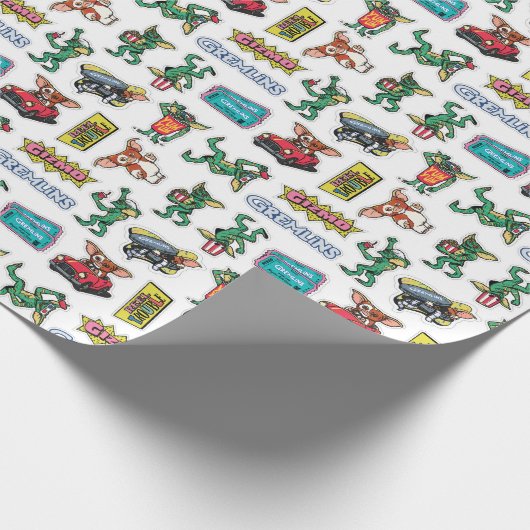 Gremlins™ Sticker Fun Pattern Geschenkpapier (Ecke)