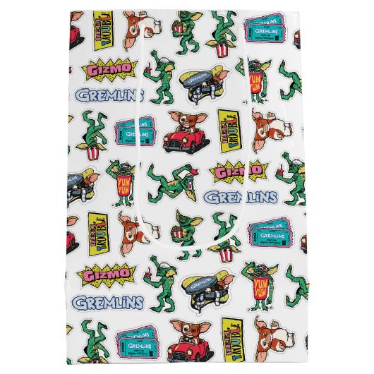 Gremlins™ Sticker Fun Pattern Mittlere Geschenktüte (Rückseite)