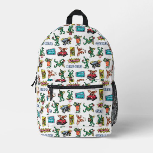 Gremlins™ Sticker-Spaß-Muster Bedruckter Rucksack (Vorderseite)