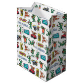 Gremlins™ Sticker-Spaß-Muster Mittlere Geschenktüte (Rückseite Schrägansicht)