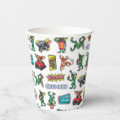 Gremlins™ Sticker-Spaß-Muster Pappbecher (Vorderseite)