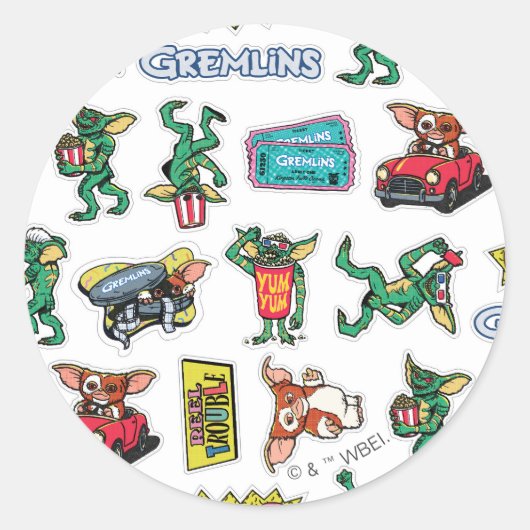 Gremlins™ Sticker-Spaß-Muster Runder Aufkleber (Vorderseite)