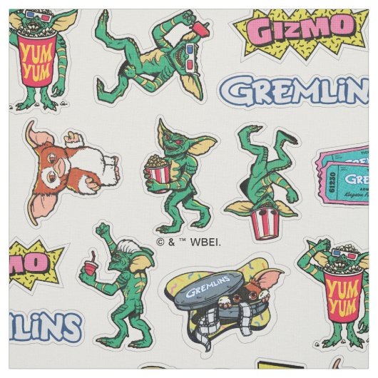 Gremlins™ Sticker-Spaß-Muster Stoff (Muster)