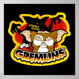 Gremlins Stripe Erschreckt Gizmo Poster