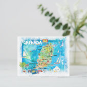 Grenada Antilles Illustrierte Karibik Karte (Stehend Vorderseite)