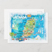 Grenada Antilles Illustrierte Karibik Karte (Vorne/Hinten)