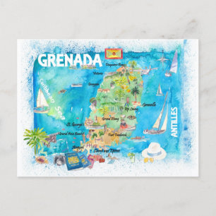 Grenada Antilles Illustrierte Karibik Karte