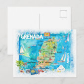 Grenada Antilles Illustrierte Karibik Karte (Vorne/Hinten)