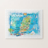 Grenada Antilles Illustrierte Karibik Karte Puzzle (Horizontal)