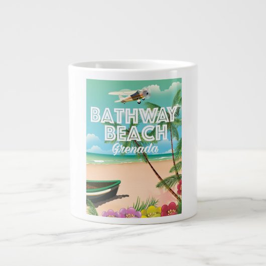 Grenada Bathway Beach Travel Poster Jumbo-Tasse (Vorderseite)