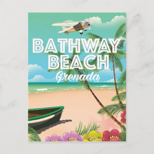 Grenada Bathway Beach Travel Poster Postkarte