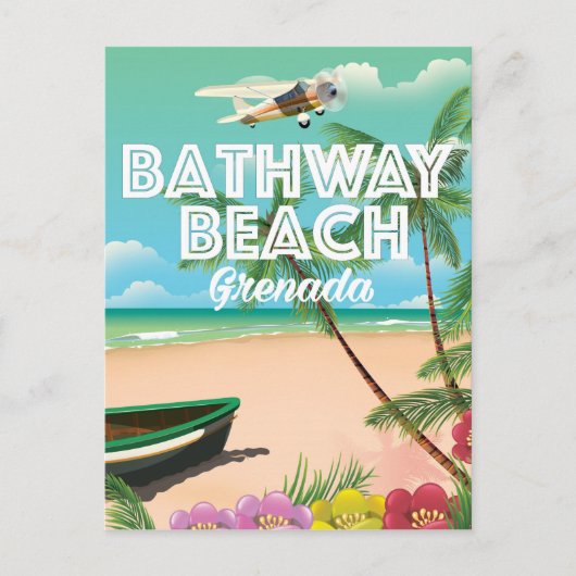Grenada Bathway Beach Travel Poster Postkarte (Vorderseite)