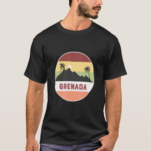 Grenada Berg Und Palmen T-Shirt (Vorderseite)