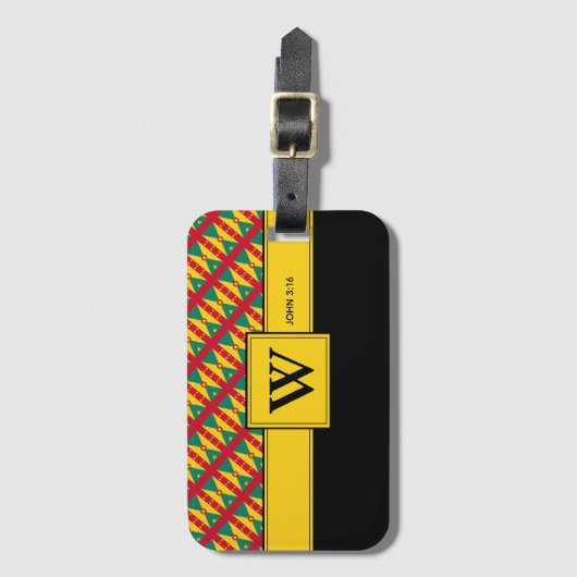 GRENADA CARRIACOU Christliches Scriptermonogramm Gepäckanhänger (Vorderseite Vertikal)