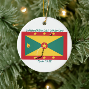 GRENADA & CARRIACOU FLAG MAP individuell einstellb Keramik Ornament