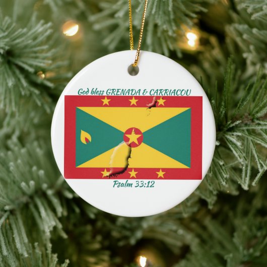 GRENADA & CARRIACOU FLAG MAP individuell einstellb Keramik Ornament (Baum)