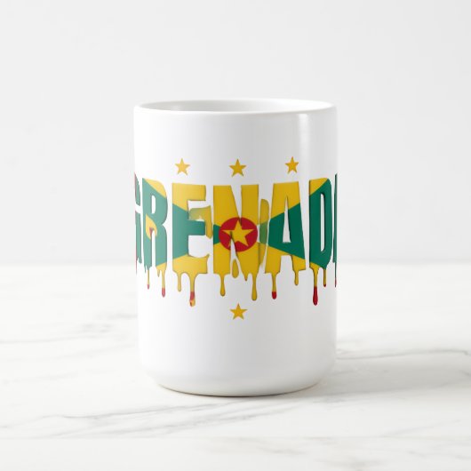 Grenada-Drip-Text | Karibik-Flagge-Design | Fan Kaffeetasse (Mittel)