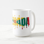 Grenada-Drip-Text | Karibik-Flagge-Design | Fan Kaffeetasse (VorderseiteRechts)