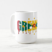 Grenada-Drip-Text | Karibik-Flagge-Design | Fan Kaffeetasse (Vorderseite Links)