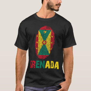 Grenada Finger Print Flag I Love Grenada Travel T-Shirt