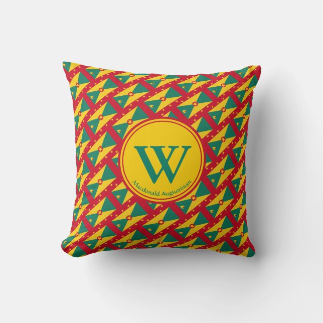 GRENADA Flag Custom Monogram Patriotic Kissen (Vorderseite)