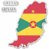 Grenada Flag Karte Aufkleber (Vorderseite)