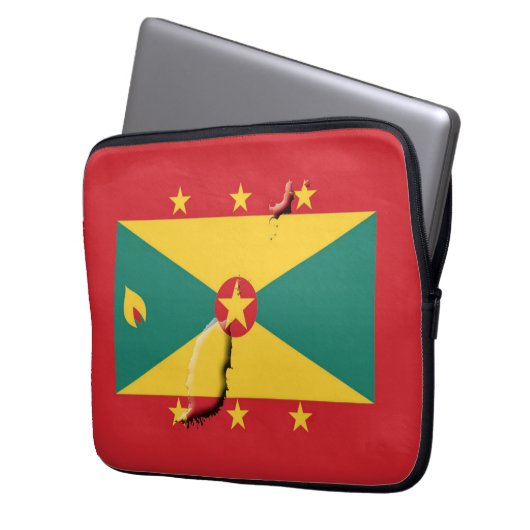 GRENADA Flag Map Patriotic Computer RED Laptopschutzhülle (Vorderseite Links)