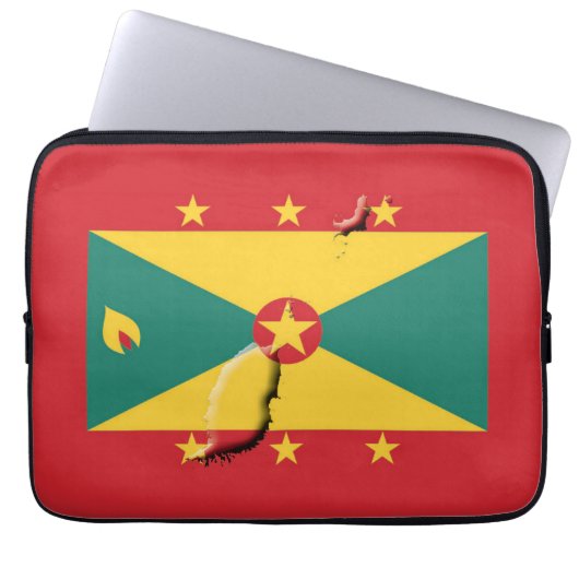 GRENADA Flag Map Patriotic Computer RED Laptopschutzhülle (Vorderseite)