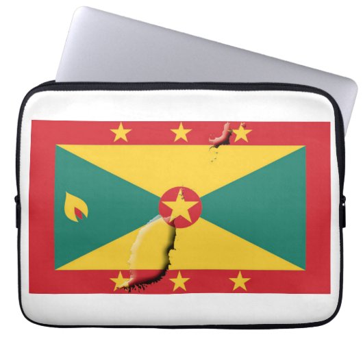 GRENADA Flag Map Patriotic Computer WHITE Laptopschutzhülle (Vorderseite)
