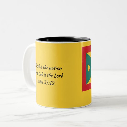 GRENADA FLAG Scripture Customized Patriotic YELLOW Zweifarbige Tasse (Vorderseite Links)