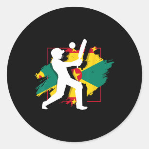 Grenada-Flagge Grenadischer Cricket-Silhouette Runder Aufkleber
