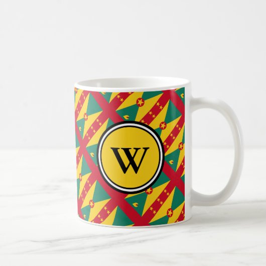 GRENADA-Flagge mit Christlicher Schrift und MONOGR Kaffeetasse (Rechts)