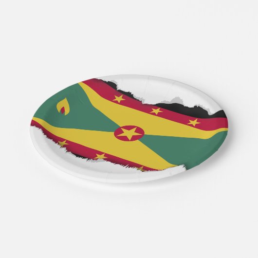 Grenada-Flagge Pappteller (Schrägansicht)