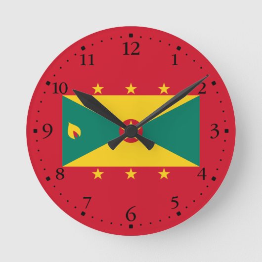 Grenada-Flagge Runde Wanduhr (Vorderseite)