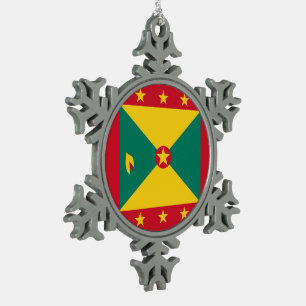Grenada-Flagge Schneeflocken Zinn-Ornament
