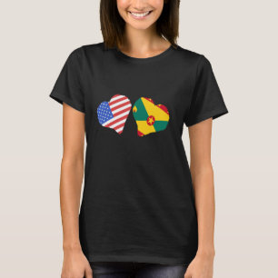 Grenada-Flagge USA Herz Grenadischer Stolz Grenadi T-Shirt
