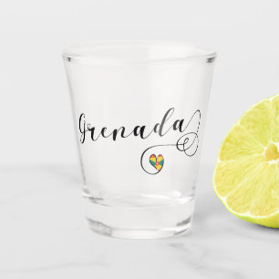 Grenada-Flaggen-Herz, grenadisch Schnapsglas