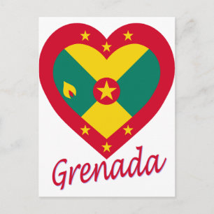 Grenada Flaggenherz Postkarte