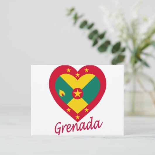 Grenada Flaggenherz Postkarte (Stehend Vorderseite)