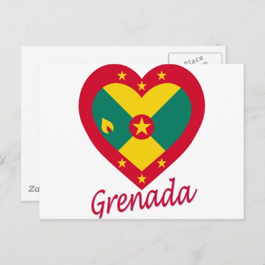 Grenada Flaggenherz Postkarte (Vorne/Hinten)