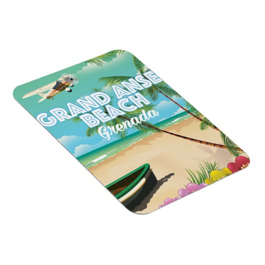 Grenada Grand Anse Beach Travel Poster Magnet (Rechte Seite)